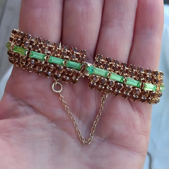 ALICE CAVINESS PARURE URANIUM GLASS 12K GOLD FILLED SET - Picture 7 of 12